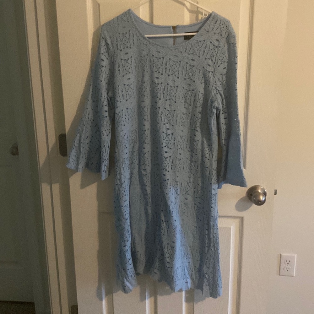 RN Studio Light blue crochet dress